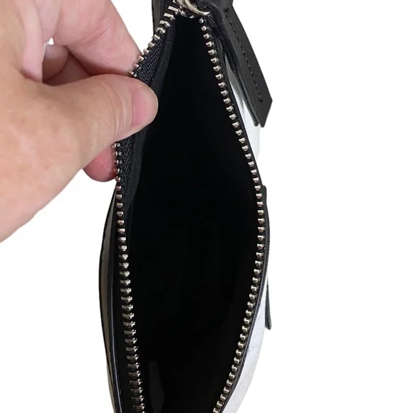 EXPRESSIONS NYC Black Vegan Leather Cut Out + White Zip Mini Bag Shoulder Purse - Picture 5 of 7